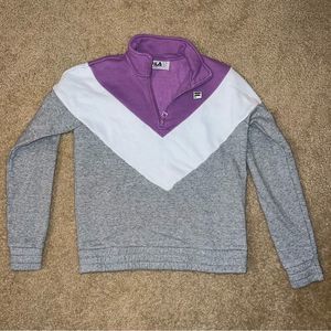 FILA Retro Chevron Quarter Zip Sweater